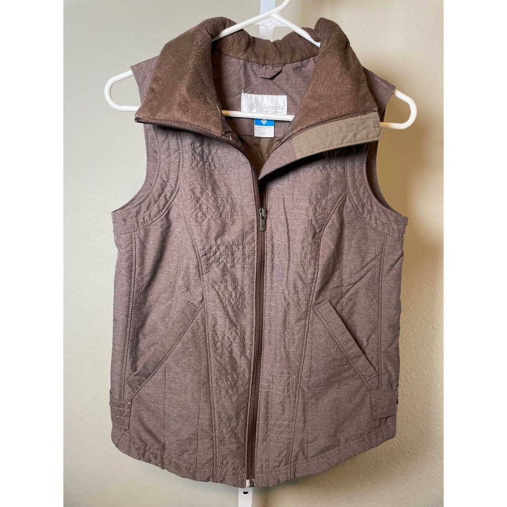 Columbia Sportswear Vest Women's XS Brown Quilted Full Zip Fleece Lined Gorpcore